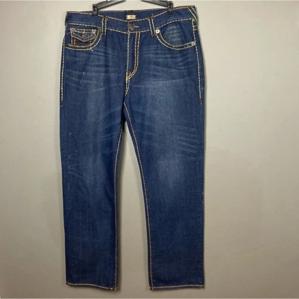 True Religion Men's Designer Jeans - Ricky Super T USA Straight 38‎ x 33.5